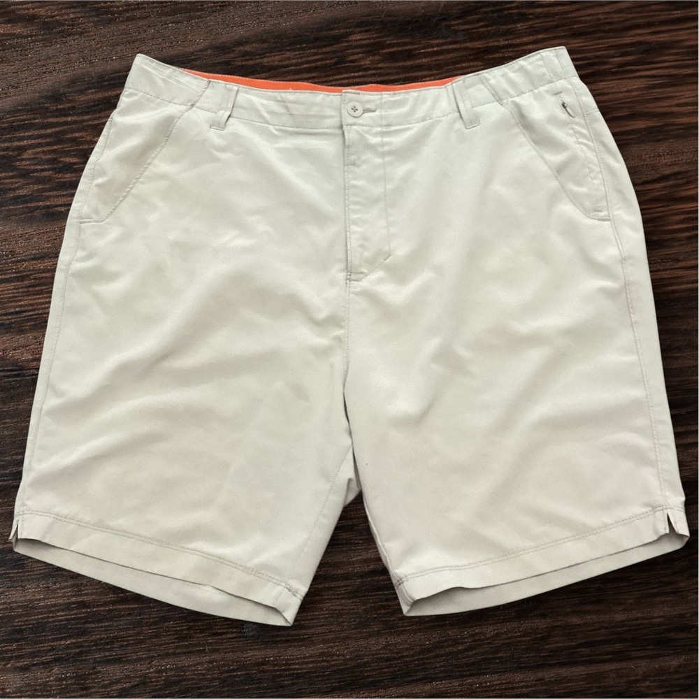 Denali Mens Khaki Performance Hiking Shorts Size 38 Tan Stretch Quick Dry Flaw